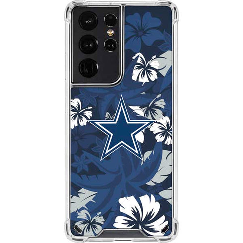NFL Dallas Cowboys Tropical Print Galaxy S21 Ultra 5G Clear Case