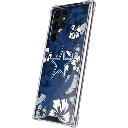 NFL Dallas Cowboys Tropical Print Galaxy S22 Ultra Clear Case