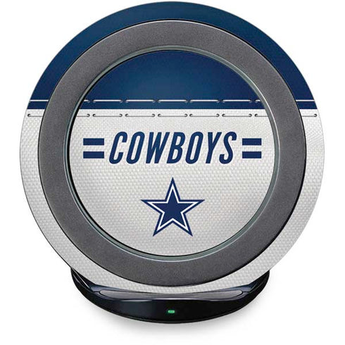 NFL Dallas Cowboys White Striped Fast Charge Wireless Charging Stand Skin