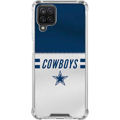 NFL Dallas Cowboys White Striped Galaxy A12 Clear Case