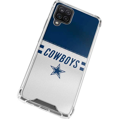 NFL Dallas Cowboys White Striped Galaxy A12 Clear Case