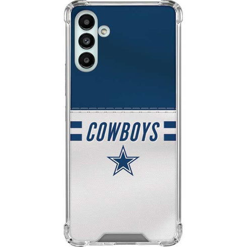 NFL Dallas Cowboys White Striped Galaxy A13 5G Clear Case