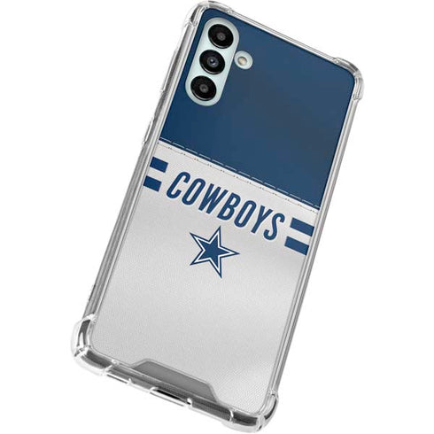 NFL Dallas Cowboys White Striped Galaxy A13 5G Clear Case
