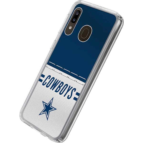 NFL Dallas Cowboys White Striped Galaxy A20 Clear Case
