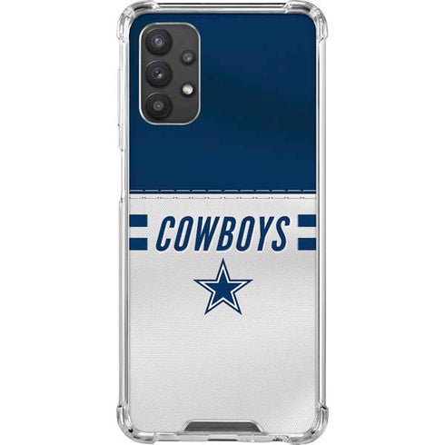 NFL Dallas Cowboys White Striped Galaxy A32 5G Clear Case