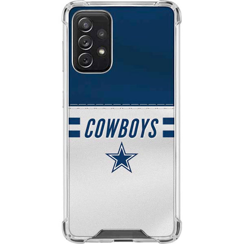 NFL Dallas Cowboys White Striped Galaxy A72 5G Clear Case
