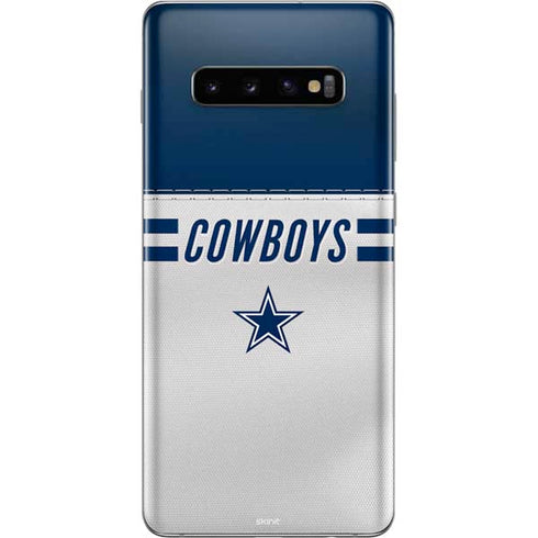 NFL Dallas Cowboys White Striped Galaxy S10 Plus Skin