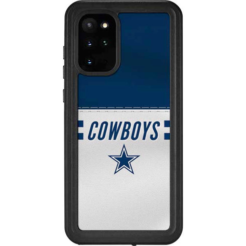 NFL Dallas Cowboys White Striped Galaxy S20 Plus Waterproof Case