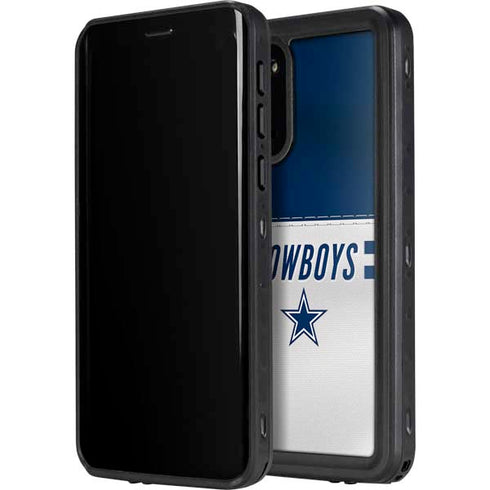 NFL Dallas Cowboys White Striped Galaxy S20 Plus Waterproof Case
