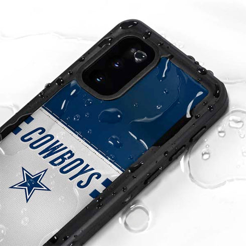NFL Dallas Cowboys White Striped Galaxy S20 Waterproof Case