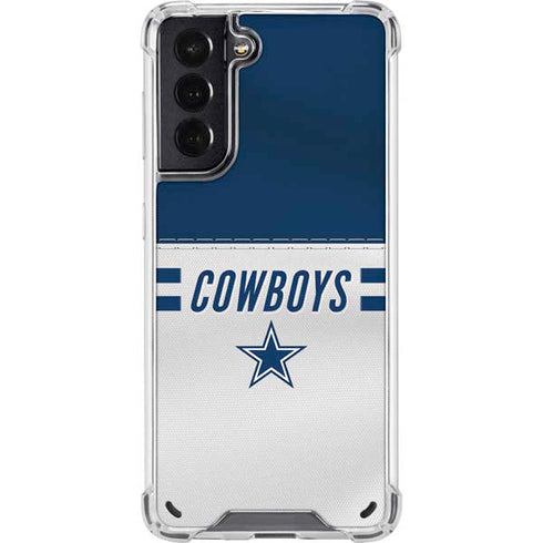 NFL Dallas Cowboys White Striped Galaxy S21 5G Clear Case