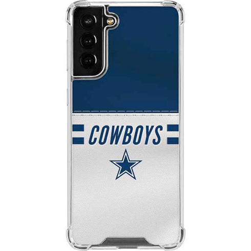 NFL Dallas Cowboys White Striped Galaxy S21 FE Clear Case