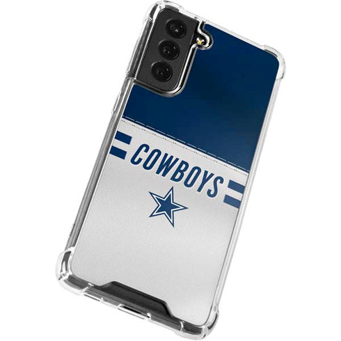 NFL Dallas Cowboys White Striped Galaxy S21 FE Clear Case