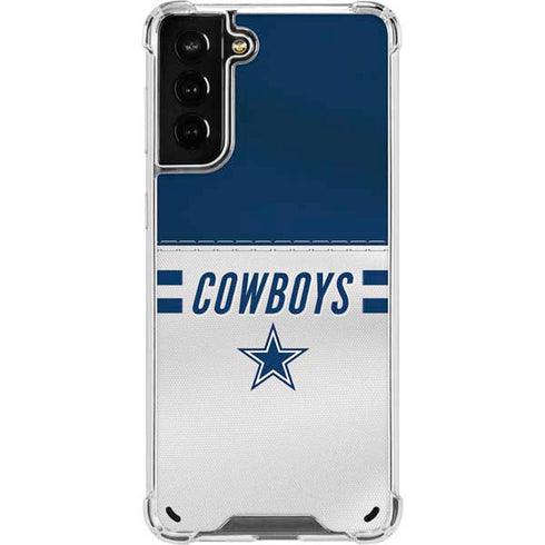 NFL Dallas Cowboys White Striped Galaxy S21 Plus 5G Clear Case