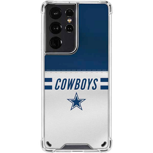 NFL Dallas Cowboys White Striped Galaxy S21 Ultra 5G Clear Case