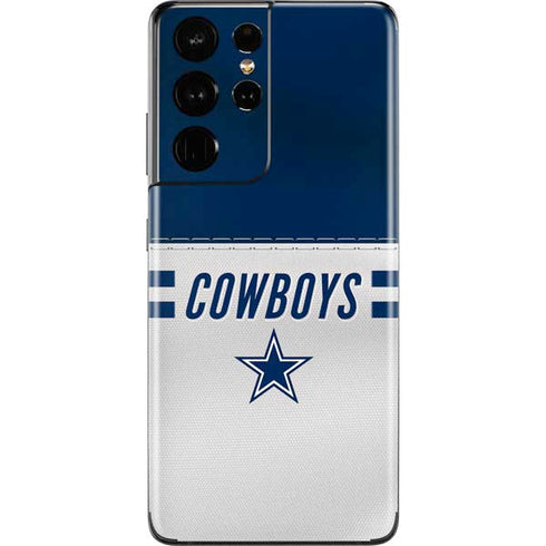 NFL Dallas Cowboys White Striped Galaxy S21 Ultra 5G Skin