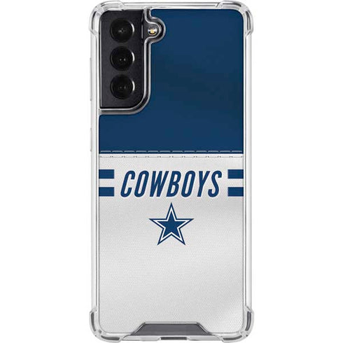 NFL Dallas Cowboys White Striped Galaxy S22 Clear Case