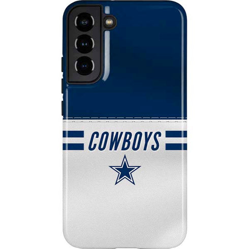 NFL Dallas Cowboys White Striped Galaxy S22 Plus Pro Case