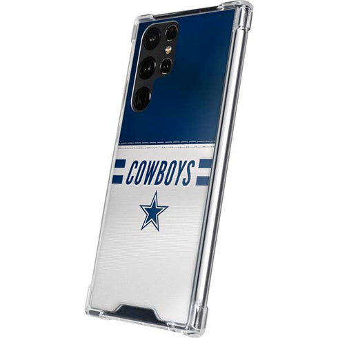 NFL Dallas Cowboys White Striped Galaxy S22 Ultra Clear Case