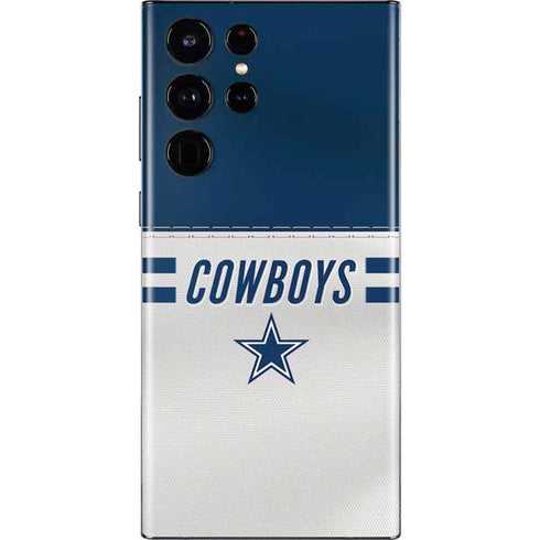 NFL Dallas Cowboys White Striped Galaxy S22 Ultra Skin