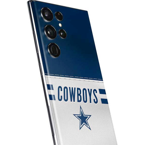 NFL Dallas Cowboys White Striped Galaxy S22 Ultra Skin