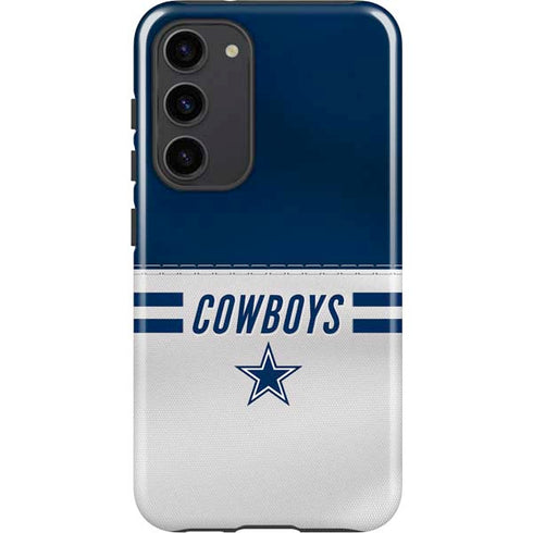 NFL Dallas Cowboys White Striped Galaxy S23 Plus Pro Case