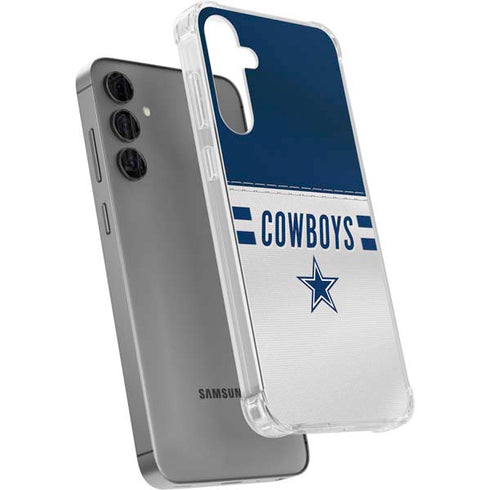 NFL Dallas Cowboys White Striped Galaxy S24 Plus Clear Case