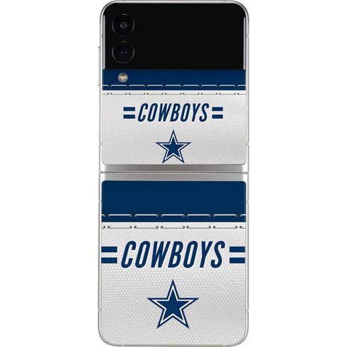 NFL Dallas Cowboys White Striped Galaxy Z Flip3 5G Skin