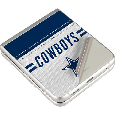 NFL Dallas Cowboys White Striped Galaxy Z Flip3 5G Skin