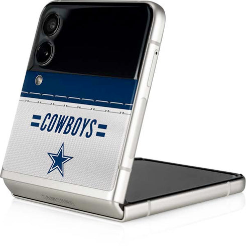 NFL Dallas Cowboys White Striped Galaxy Z Flip3 5G Skin