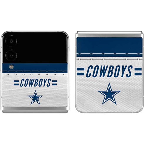 NFL Dallas Cowboys White Striped Galaxy Z Flip4 5G Skin