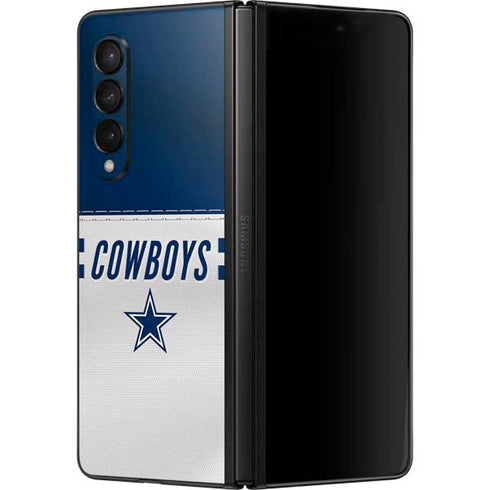 NFL Dallas Cowboys White Striped Galaxy Z Fold3 5G Skin