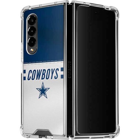 NFL Dallas Cowboys White Striped Galaxy Z Fold4 5G Clear Case