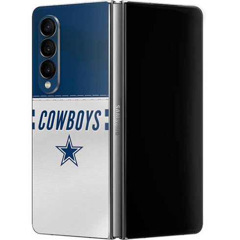 NFL Dallas Cowboys White Striped Galaxy Z Fold4 5G Skin