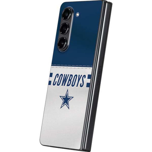 NFL Dallas Cowboys White Striped Galaxy Z Fold5 5G Skin