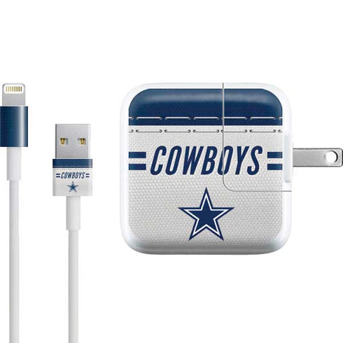 NFL Dallas Cowboys White Striped iPad Charger (10W USB) Skin