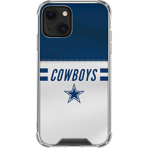 NFL Dallas Cowboys White Striped iPhone 13 Mini Clear Case