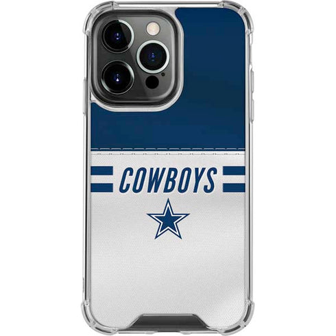 NFL Dallas Cowboys White Striped iPhone 13 Pro Clear Case