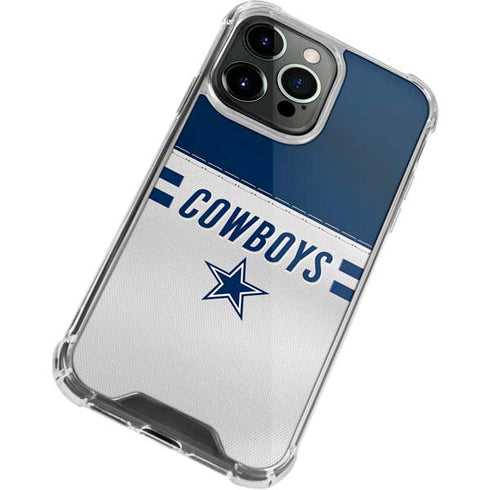 NFL Dallas Cowboys White Striped iPhone 13 Pro Clear Case