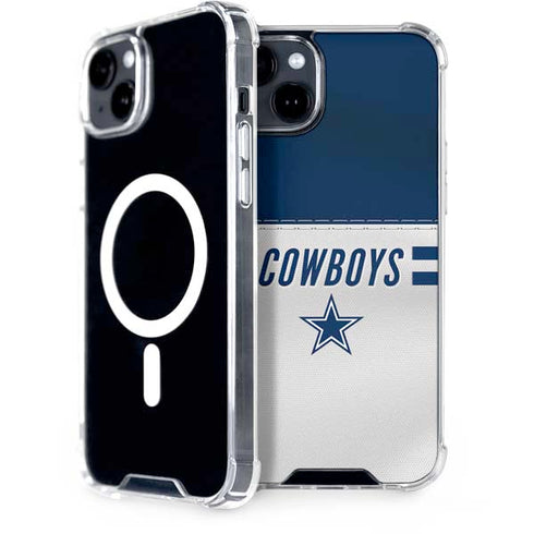 NFL Dallas Cowboys White Striped iPhone 15 Plus MagSafe Case