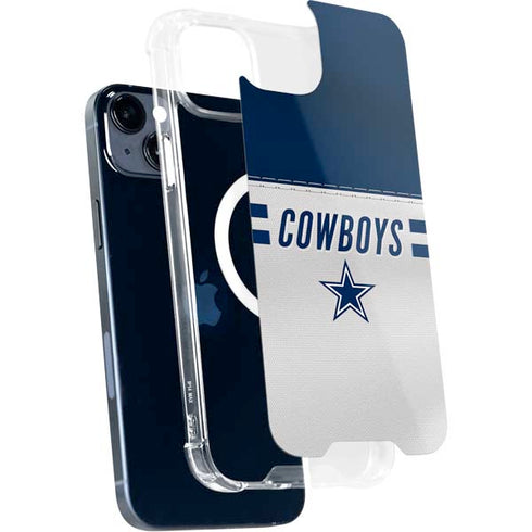NFL Dallas Cowboys White Striped iPhone 15 Plus MagSafe Case