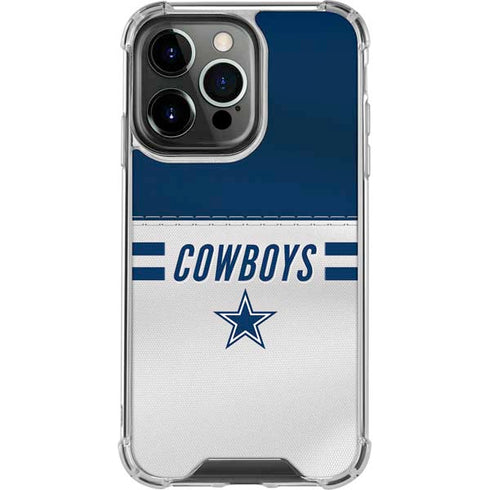 NFL Dallas Cowboys White Striped iPhone 15 Pro Clear Case