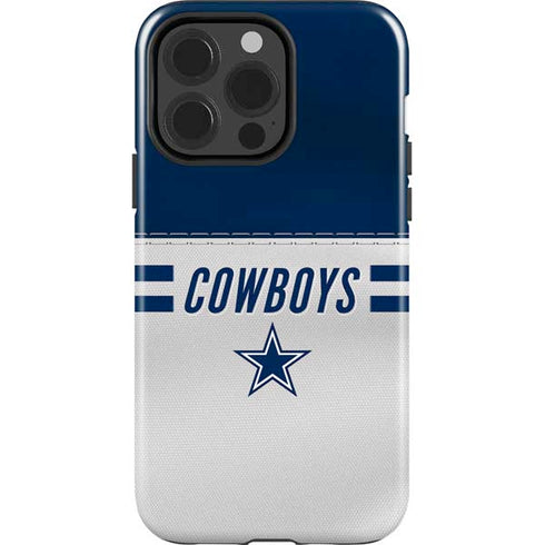 NFL Dallas Cowboys White Striped iPhone 15 Pro Impact Case
