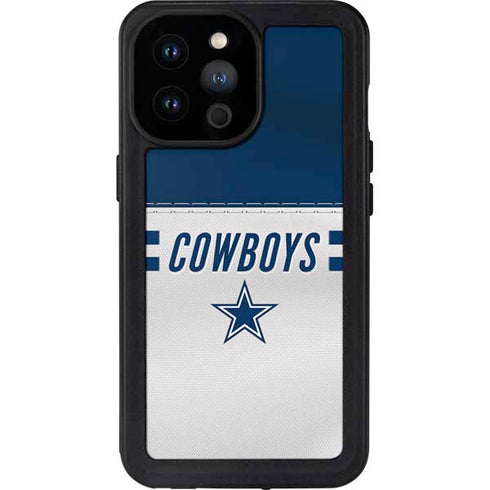 NFL Dallas Cowboys White Striped iPhone 14 Pro Max Waterproof Case