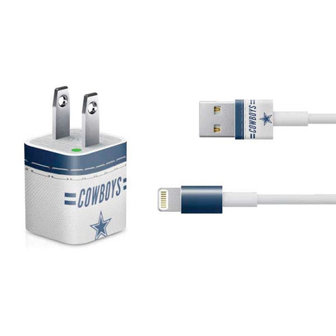 NFL Dallas Cowboys White Striped iPhone Charger (5W USB) Skin