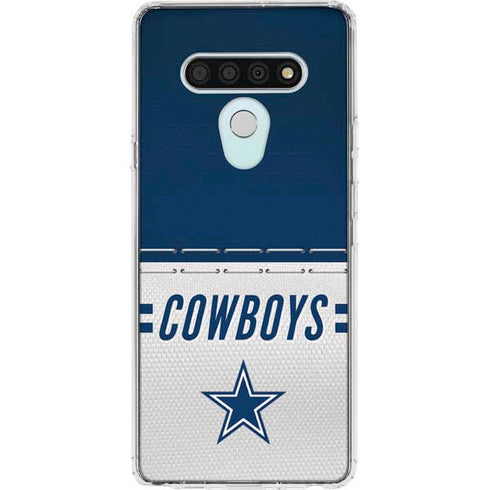 NFL Dallas Cowboys White Striped LG Stylo 6 Clear Case