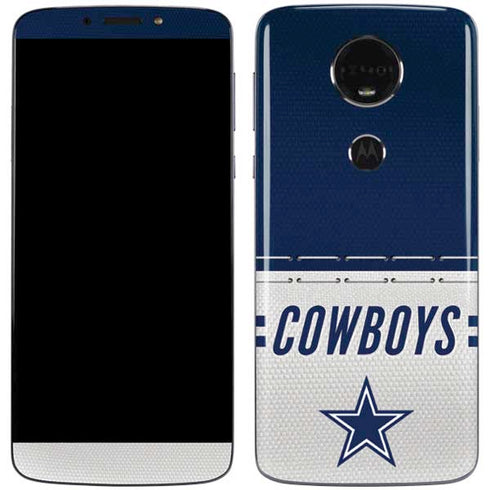 NFL Dallas Cowboys White Striped Moto E5 Plus Skin