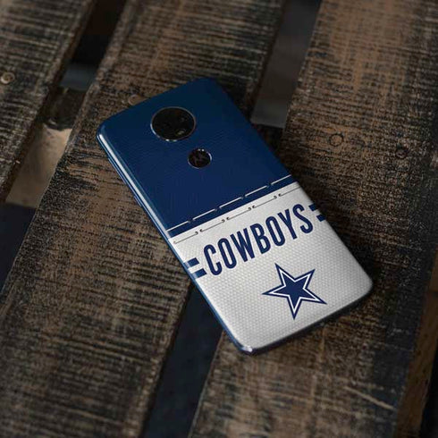 NFL Dallas Cowboys White Striped Moto E5 Plus Skin