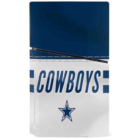 NFL Dallas Cowboys White Striped PS5 Slim Disk Bundle Skin