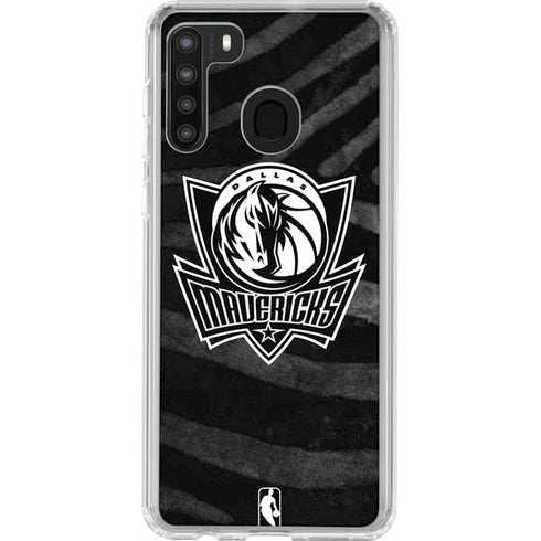 NBA Dallas Mavericks Black Animal Print Galaxy A21 Clear Case